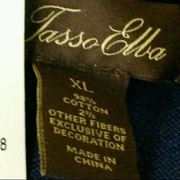 Tasso Elba Plaid Sweater Quarter Zip Window Pane Pullover XL Blue Cotton Mens - Picture 5 of 5